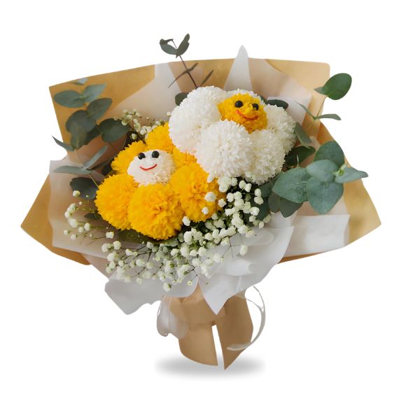 Smiley Duo - Soap Flower Parfum Bouquet Smiling Billy Buttons