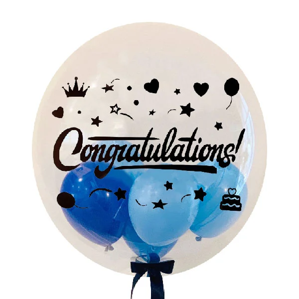 Congratulations Globe Large Balloon with mini balloons for graduation, promotion and celebration delivery in Shah Alam and Klang Valley by Giftlab Malaysia.