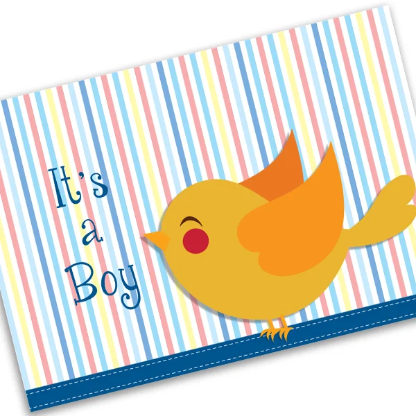 Birdy Boy Baby Personalised Card