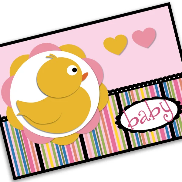 Duckie Girl Baby Card