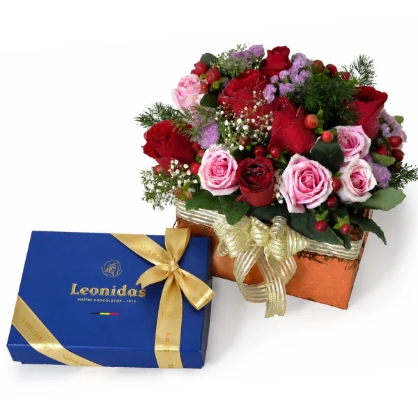 Leonidas Belgian Chocolates 32pcs with Red and Pink Roses Gift Set Malaysia