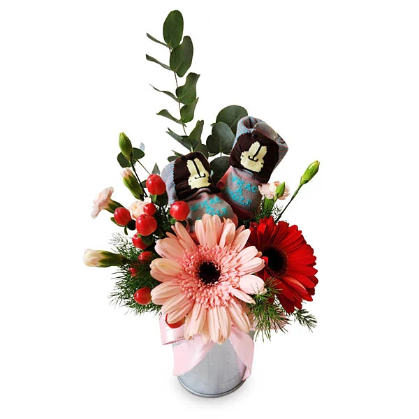 Baby Footy Girl baby socks gift with flowers for newborn baby congratulations and baby shower. Giftlab Malaysia