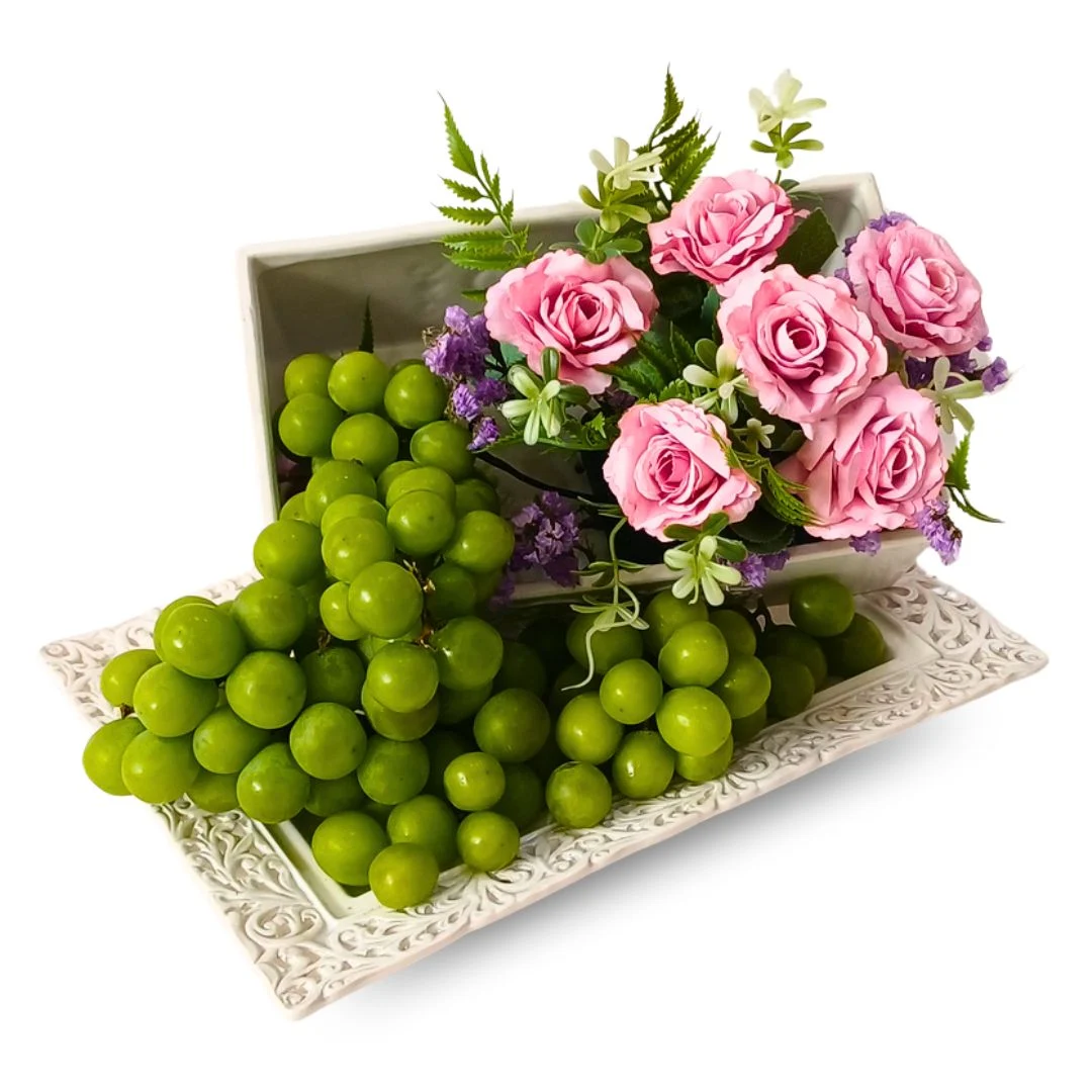 Grapes Fruits and Flowers Tray