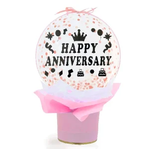 Happy Anniversary Confetti Bubble Balloon in decorative gift box for anniversary surprise delivery in Mont Kiara and Klang Valley by Giftlab Malaysia