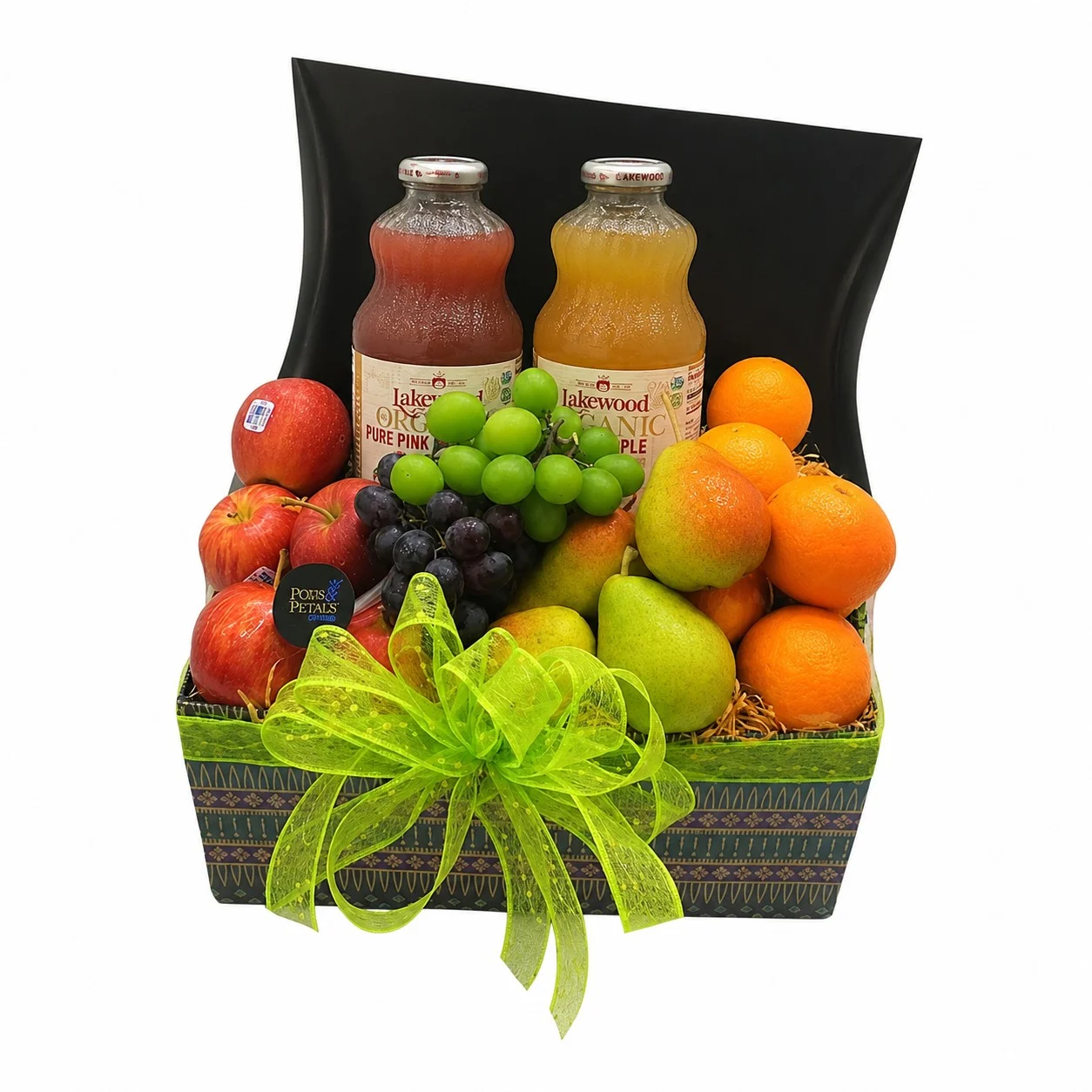 Juicy Fruitti fresh fruit basket with Lakewood Organic Juice and premium seasonal fruits by Giftlab Malaysia