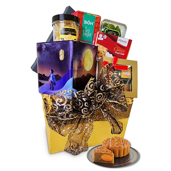 Lunar Gala Royce Chocolate Mooncake Hamper with Yu Ai Halal mooncakes, BOH tea and gourmet treats by Giftlab Malaysia