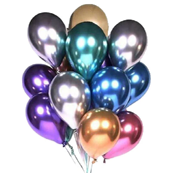 Metallic helium balloon bouquet with chrome latex balloons 12pcs for delivery in Kepong, Kuala Lumpur by Giftlab Malaysia.