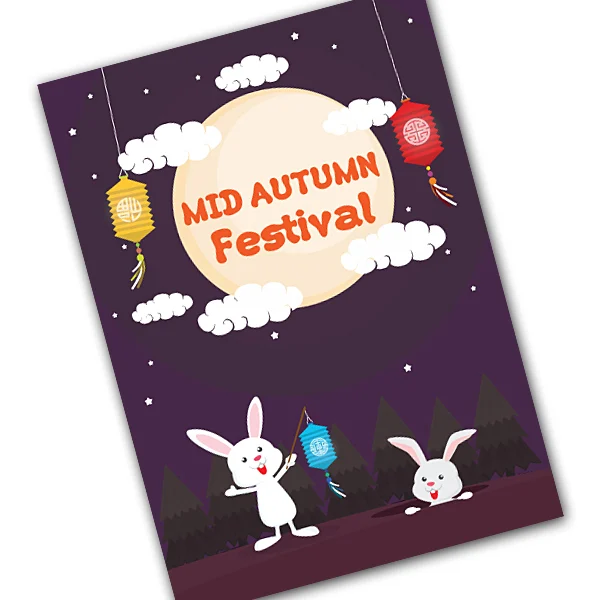 Mid Autumn Rabbit Custom Greeting Card by Giftlab Malaysia