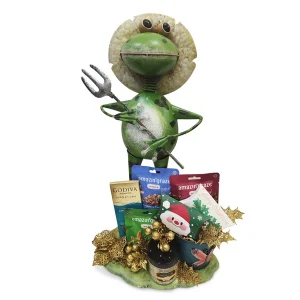 Prescot Garden Sculpture Gourmet Gift Hamper with Godiva chocolates, Amazing Graze granola, Brookside chocolates and decorative 60cm metal garden sculpture by Giftlab Malaysia