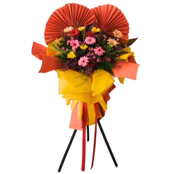 Bright Celebration colourful congratulatory flower stand with Gerberas Petaling Jaya