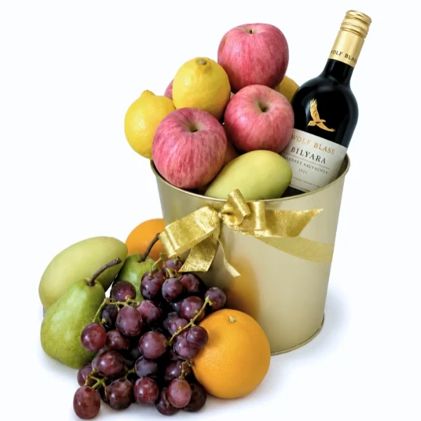 Wolf Blass Bilyara Cabernet Sauvignon with fresh fruits gift. Delivery within Klang Valley