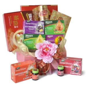 Wellness Treasures premium health hamper with birdnest, BRAND'S Essence of Chicken, InnerShine essences, Japanese scallops, braised abalone and fish maw